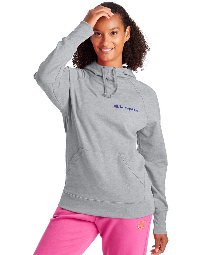 Champion Womens Hoodie NZ - Powerblend Script Logo Grey ( 8536-FUEQX )